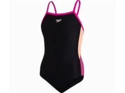 Speedo Dive Thinstrap Mädchen Badeanzug Muscleback - Endurance10 - 140 Black/orange