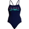 Funkita Flood Plain Ladies Badeanzug Single Strap - 40 (14) -Schwimmausrüstung Geschäft FS15L FLOOD PLAIN 01