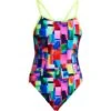 Funkita Patch Panels Girls Badeanzug Single Strap - 140 (8) -Schwimmausrüstung Geschäft FS16G PATCH PANELS 01