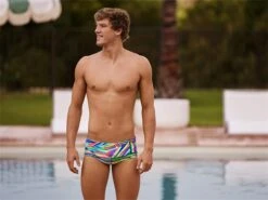 Funky Trunks Land Lines Mens Badehose Sidewinder Trunks - 4 (32) -Schwimmausrüstung Geschäft FTS010M LAND LINES 03