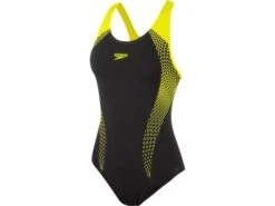 Speedo Placement Laneback Badeanzug Endurance+ - 36 Black/fluo Yellow