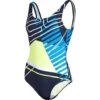 Speedo Placement U-Back Badeanzug Endurance10 - 34 Navy/bondi Blue/fluo Yellow