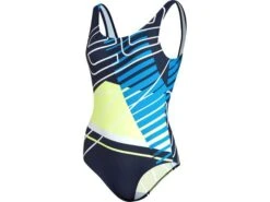 Speedo Placement U-Back Badeanzug Endurance10 - 34 Navy/bondi Blue/fluo Yellow