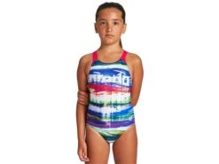 Arena Rainbow Colors Mädchen Badeanzug Swim Pro Back - 128 Navy/freak Rose -Schwimmausrüstung Geschäft Rainbow20Colors20Mdchen20Badeanzug navyfreakiros 3