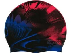 Speedo Slogan Print Silikon Badekappe - Red/blue