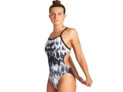 Arena Tiedye Stripes Badeanzug Challenge Back - 34 White/black Multi -Schwimmausrüstung Geschäft Tiedye20Stripes20Badeanzug navimaltinic whiteblackmul 3